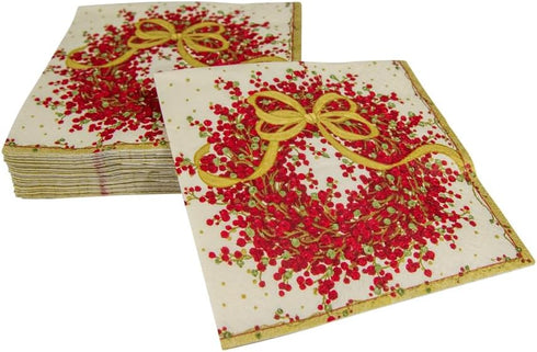 Caspari Red Pepper Berry Cocktail Napkins, 20-Pack