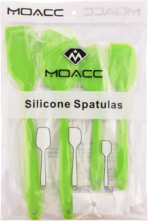 Silicone Spatulas Set, Heat Resistant Rubber Spoon Spatula Non-Stick Scrapers for Baking Mixing Tool (Green Set)