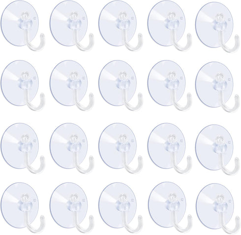 AQUANEAT 20 Packs Clear Suction Cups 1.2/1.8 Inch Sucker Pads with Hooks for Home Organization Decoration