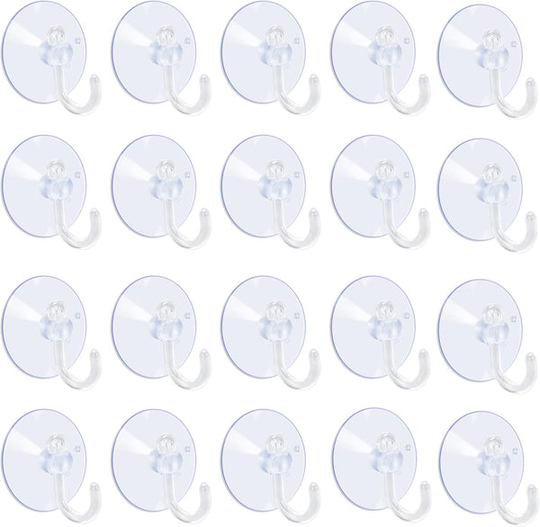 AQUANEAT 20 Packs Clear Suction Cups 1.2/1.8 Inch Sucker Pads with Hooks for Home Organization Decoration