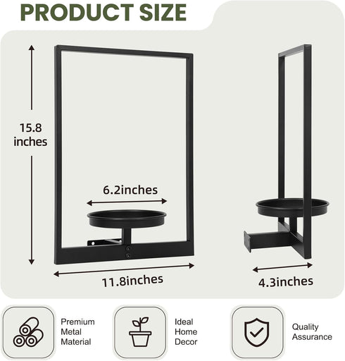 Set 2, Wall Plant Holder Floating Shelves for Wall of Wall Planters for Indoor Plants - Premium Metal Hanging Plant