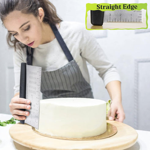 HULISEN Large Bench Scraper for Baking - 10 inch Dough Pastry Scraper with Measuring Scale, Stainless Steel Cake Scraper