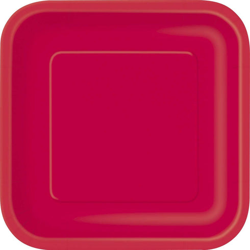 Ruby Red Square Dessert Plates, 7" (Pack of 16), Premium Quality Paper for Parties & Events
