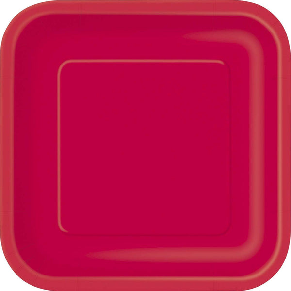 Ruby Red Square Dessert Plates, 7" (Pack of 16), Premium Quality Paper for Parties & Events