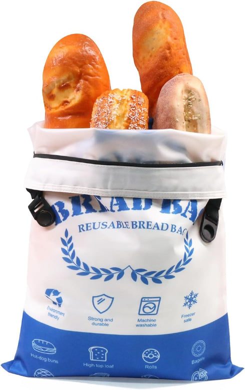 SumDirect Bread Bags for Homemade Breads- 1 Pack Blue Reusable Zipper Bread