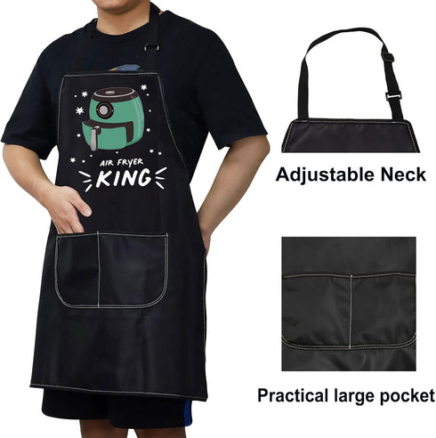 BWWKTOP Adjustable Air Fryer Oven Apron with Pockets, Gifts for Air Fryer Lovers & Chefs, Air Fryer King