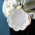 Porcelain Serving Dish, Ceramics Flower Relish Tray with Metallic Rim, 6.6 inch White