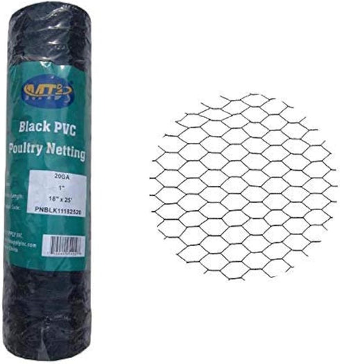 PVC Hexagonal Poultry Netting Chicken Wire 18" x25' x 1" Mesh 20GA