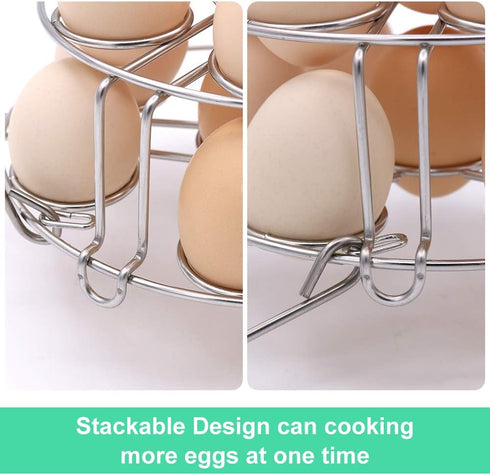 Stackable Egg Steamer Rack, BiaoGan Egg Cooking Rack with Heat Resistant Silicone Handles for Instant Pot
