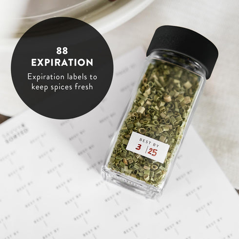 24 4 Oz 374 SAVVY & SORTED Glass Spice Jars with Label PK - Spice Containers with Minimalist Preprinted Labels