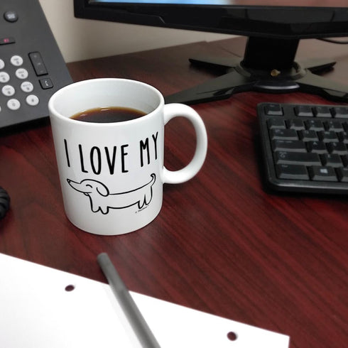 ThisWear I Love My Wiener Dog Mug, Funny Dachshund Gifts, 11oz Ceramic Coffee Mug with Handle