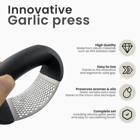 EYBDYB SetPremium Innovative Rocking Garlic Press Stainless Steel Garlic Crusher with Ergonomic Handle,Includes Garlic