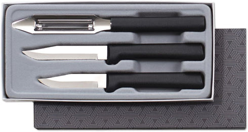 Rada Cutlery 3-Piece Basics Knife Gift Set with Black Handles