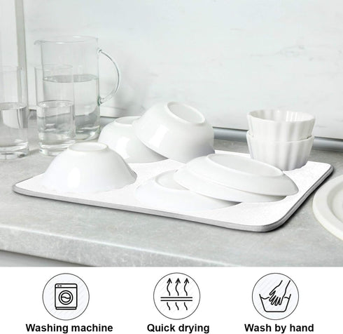Dish Drying Mat for Kitchen Counter, Absorbent Microfiber Drying Pad 18 x 24 Inch for Countertops