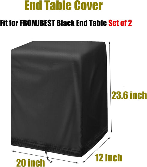 Set 2, -20"W 12"D 23.6"H End Tables Cover for FROMJBEST Black End Table of Dust-proof Side Table Covers for Living Room