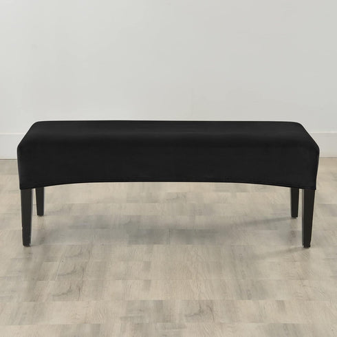60inch FORCHEER Dining Bench Cover Velvet Black Bench Slipcover Stretch Bench Seat Protector for Bedroom, Kitchen