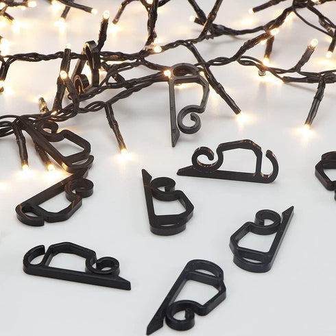 Vikdio 30 Pcs Black Gutter Hooks for Christmas Lights, Holiday Light Clips for Fixing Outdoor String Lights on