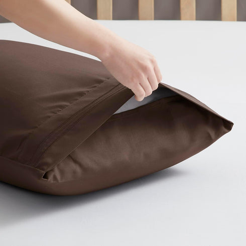 Nestl Brown Microfiber Queen Pillow Cases - Set of 2, 20x30 Inches