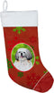 Caroline's Treasures SC9423-CS Holiday Christmas Stocking, Shih Tzu Red and Green Snowflakes, Family Decor