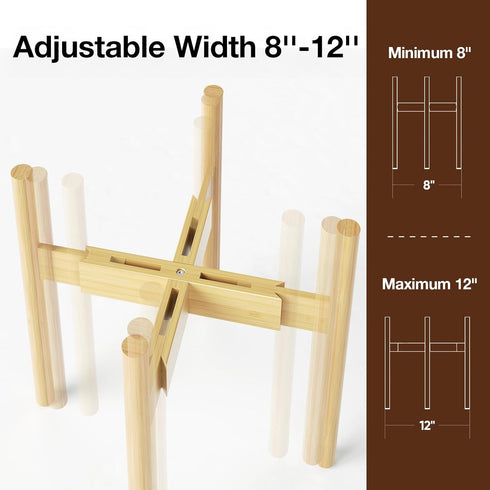 8-12 Inch 14.5 Inch 1 Pack MUDEELA Plant Stand for Indoor Plants: Adjustable Width Fits Pots - Mid Century Modern