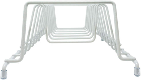 Huji Plates Holder Rack for Pots Pans Lid Organizer, TWO, White for Cabinet, Pantry or Kitchen Counter