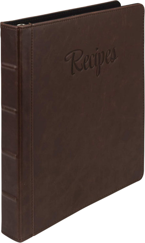 Samsill Recipe Binder 8.5x11, 3 Ring Recipe Book Binder to Hold All Your Recipes and Recipe Cards, Family Recipe Binder Bold Design (1", Brown Script) by Samsill