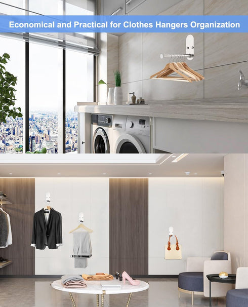 Stainless Steel Wall Mounted Clothes Hanger Storage Rack - Space Saving Organizer with Hooks for Laundry Room