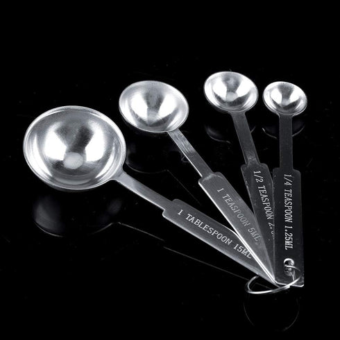Stainless Steel Measuring Spoons Set of 4, Includes 1/10 tsp, 1/2 tsp, 1 tsp, 1 tbsp for Dry and Liquid