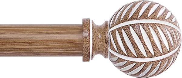 Wood Curtain Rods 18 to 60 Inch, 1 Inch Boho Adjustable Imitation Wood Grain Decorative Rods