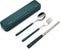 DEVICO 4-Piece Travel Utensils Set, 18/8 Stainless Steel Portable Reusable Camping Silverware with Case (Dark Green)