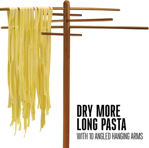 Weston Bamboo Pasta Drying Rack (53-0201), 10 Drying Arms, 16" Tall, 14" Wide