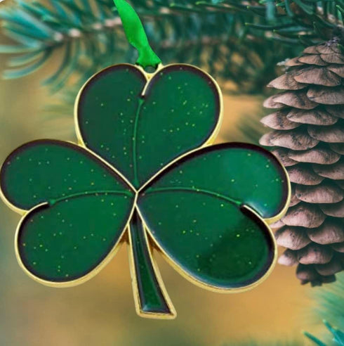 Irish Christmas Ornament, Shamrock Symbol of Ireland, 3 7/8 Inch Tree Decoration