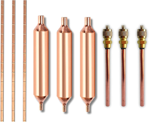 Refrigerator Filter Dryer with Access/Service Valve - Phosphor Copper Welding Rod, 9 Tool Kit for HVAC Repair