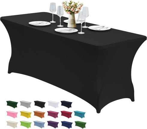 CWK 6FT Waterproof Stretch Spandex Table Cover – Elastic Fitted Tablecloth for Rectangular Tables, Wrinkle Resistant