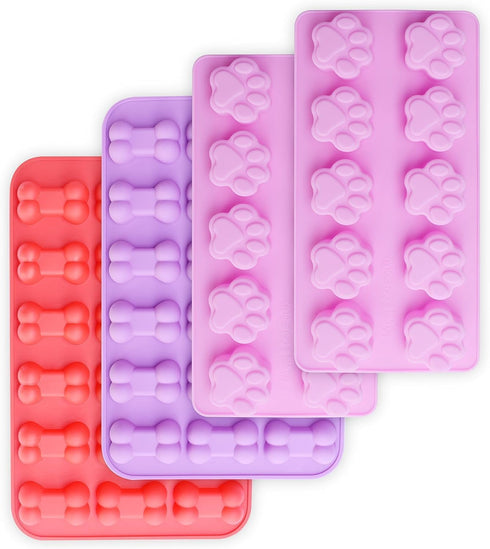 homEdge Puppy Dog Paw and Bone Silicone Molds, Non-Stick Food Grade for Chocolate, Candy, Dog Treats