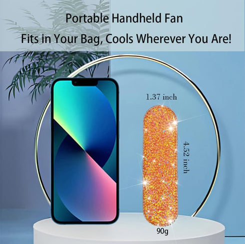 Portable Handheld Fan Rechargeable with Bling Diamond Glitter, Small Personal Mini Fan for Travel