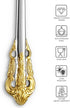 KEAWELL 2-Piece Large Serving Spoon, 18/10 Stainless Steel, Fine Sturdy Tablespoon, Dishwasher Safe, 9.4" (Gold Accent)