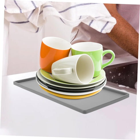 Non-Slip Silicone Vanity Tray, Rectangle Jewelry Tray, Mini Desk Organizer for Toilet, Sink, Soap Coaster