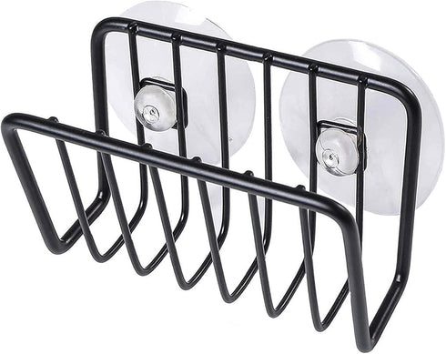 Toplife Sponge Holder for Kitchen Sink - Black Rust-Proof Suction Cup Sponge Caddy