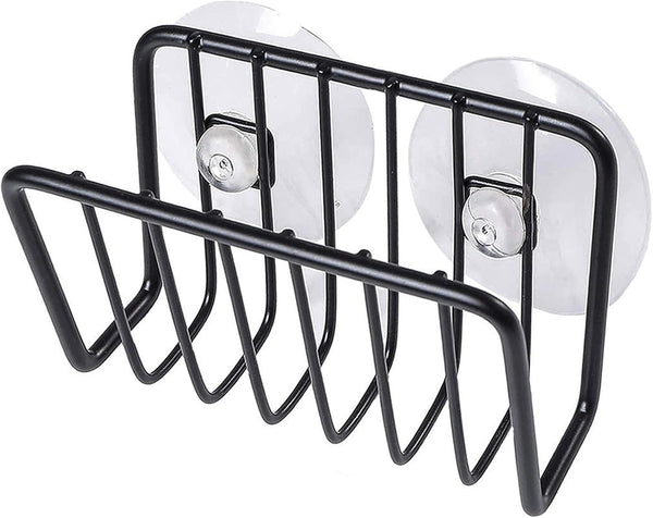 Toplife Sponge Holder for Kitchen Sink - Black Rust-Proof Suction Cup Sponge Caddy