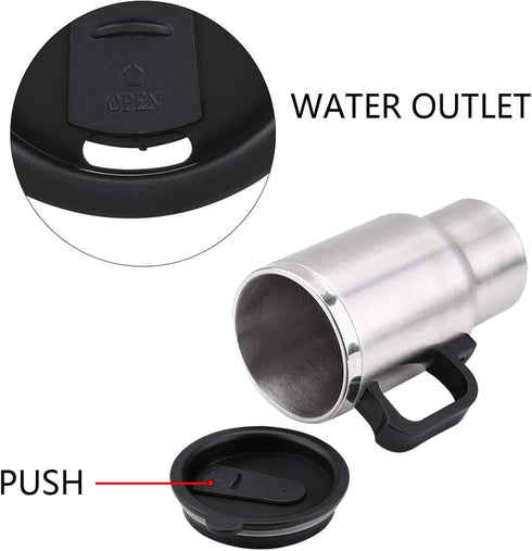 Gorgeri 12V Car Kettle, 450ml Electric In-Car Stainless Steel Heating Cup for Coffee Tea