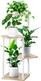 YOCOMEY 4 Tier Plant Stand Indoor, Thickened Metal Wood Corner Plant Shelf Stands