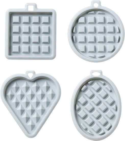 REKIDOLL Waffle Molds Set, Non-stick Silicone Molds for Waffle Cookies, 4 Pcs, Blue