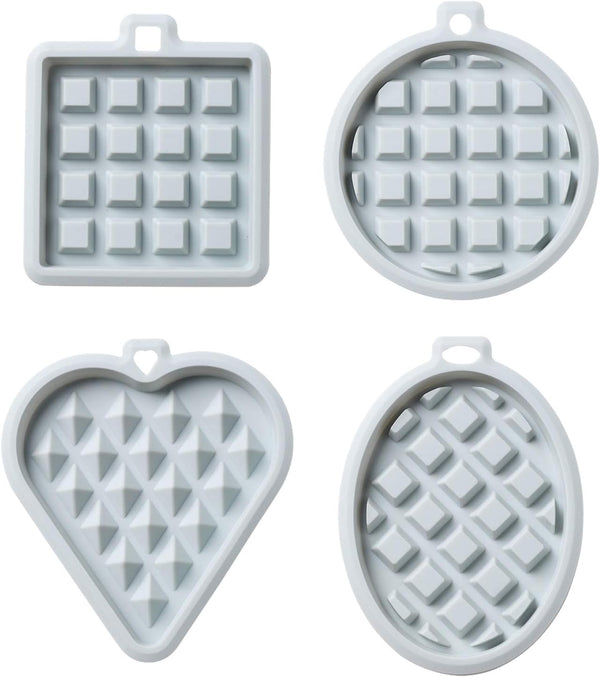 REKIDOLL Waffle Molds Set, Non-stick Silicone Molds for Waffle Cookies, 4 Pcs, Blue