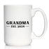 Grandma Est 2024 Coffee Mug Gift for First Time Grandparents, Large 15oz White Ceramic Mug