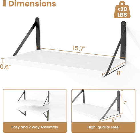 Heimlove Set 3,Light Floating Shelves for Wall of Wood Wall Mounted Bookshelf Decorative Shelf for Living Room Bathroom