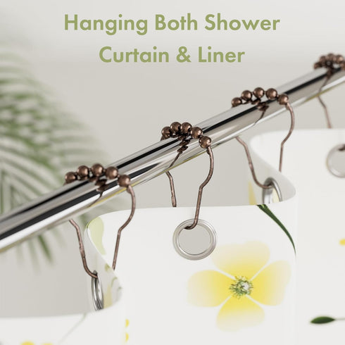Amazer Decorative Bronze Shower Curtain Hooks - Stainless Steel Rust-Resistant - Set of 12 for Curtains