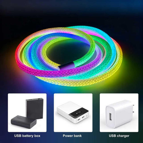Cofiveevo 5V, 360-Degree IP67, (16.4ft) LED Neon Rope Light, RGBCW Color, USB Luminous, Waterproof Flexible Nylon