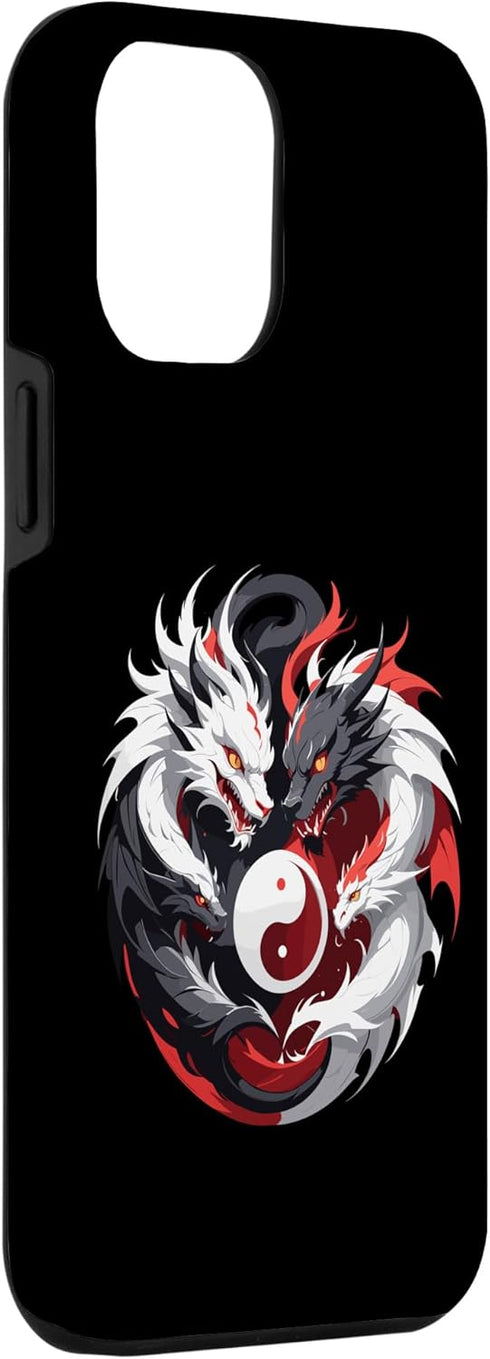 iPhone 15 Plus Case with Two Dragons Facing Off, Dragon Yingyang, Chinese Dragons Design