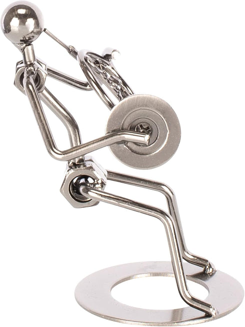 Broadway Gift Silver Tone French Horn Player - 6 inch Table Metal Decorative Musician Figurine